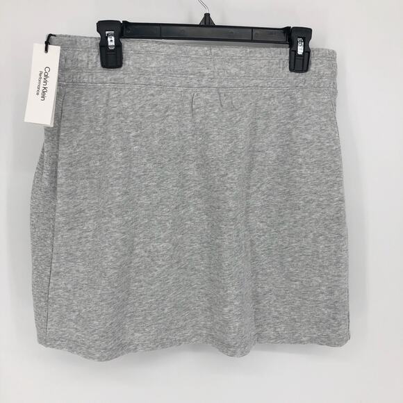 Calvin Klein Womens Eco Terry Pull On Skirt Large Grey Athletic Drawstring NWT - Picture 8 of 14